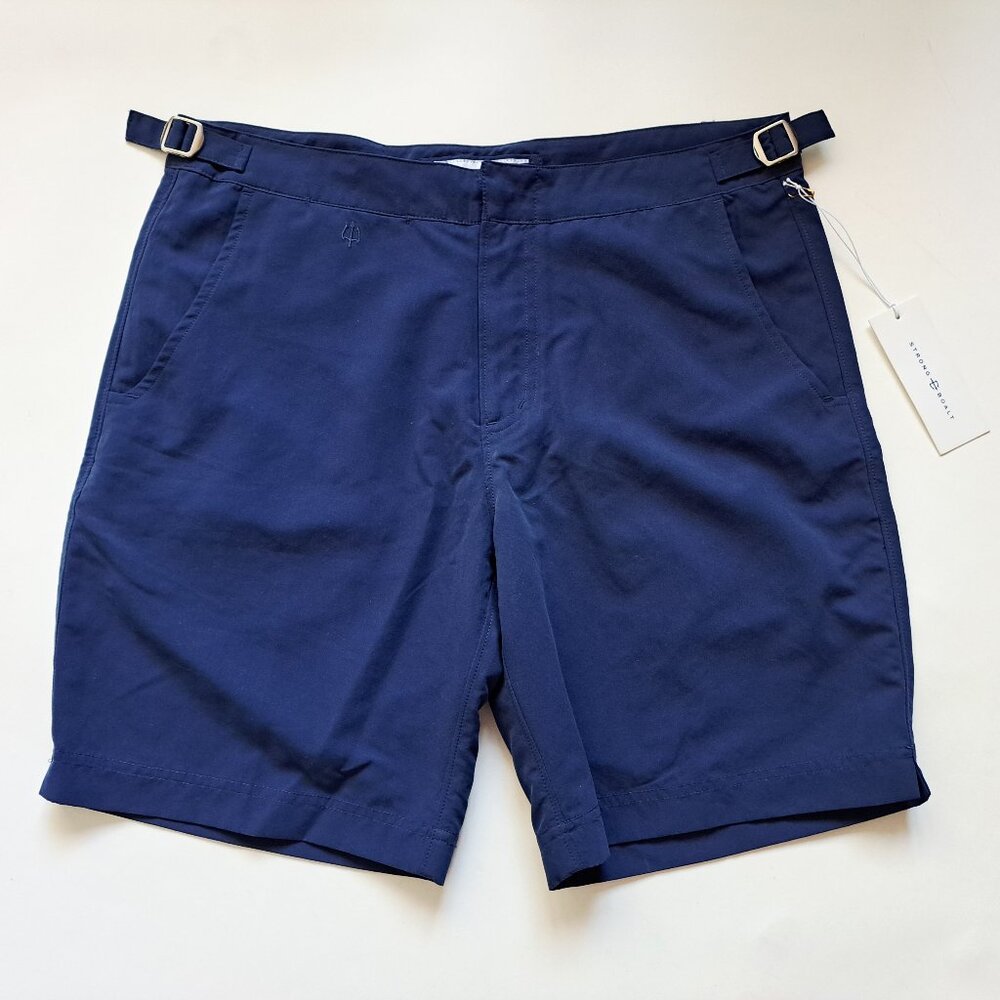 New Men's Strong Boalt Navy Blue Swim Trunks Hybrid Shorts Size 32